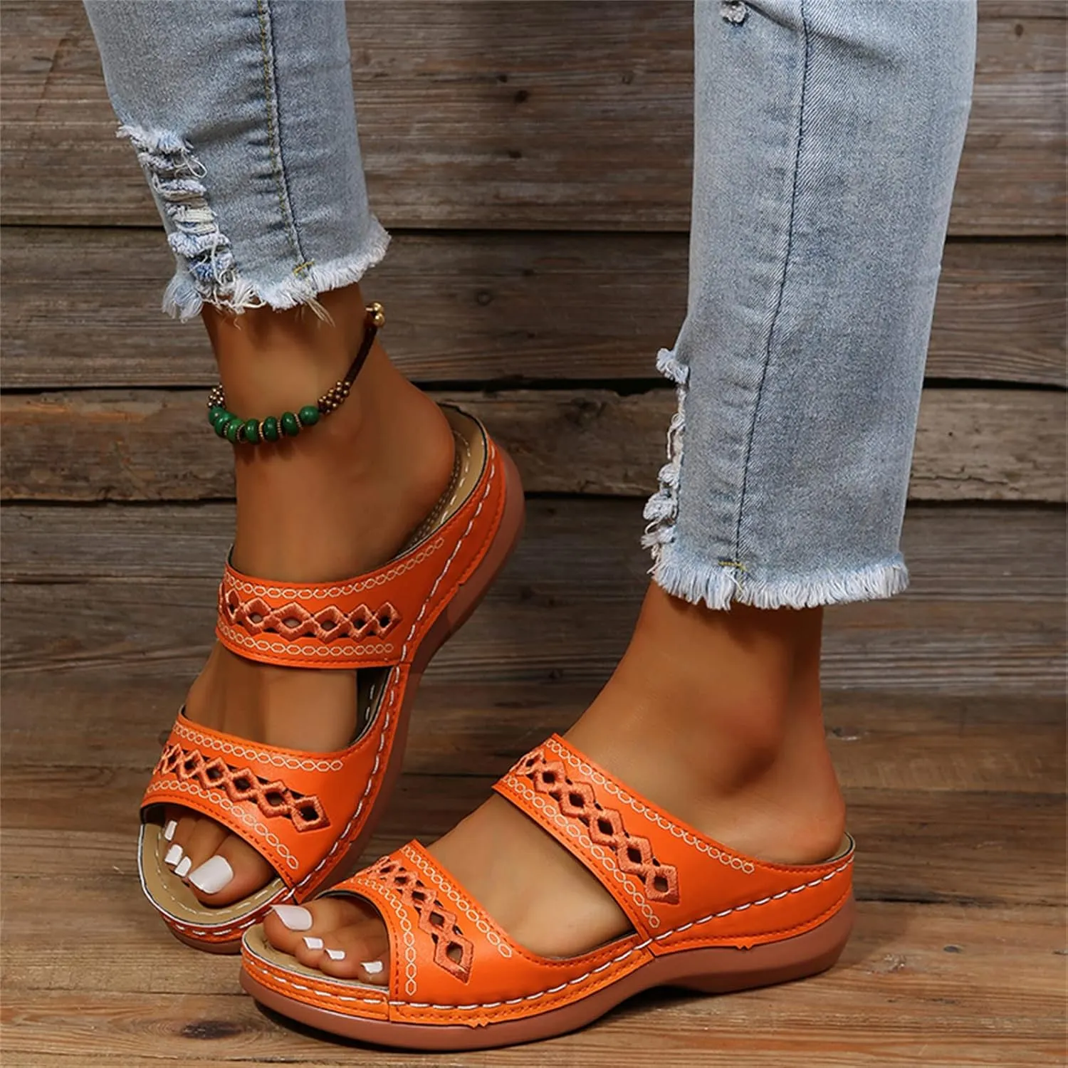 Sandals Women Dressy Summer Flat Island Cute Casual Beach Shoes Orthopedic Slippers Comfortable Orthotic Flip Flops