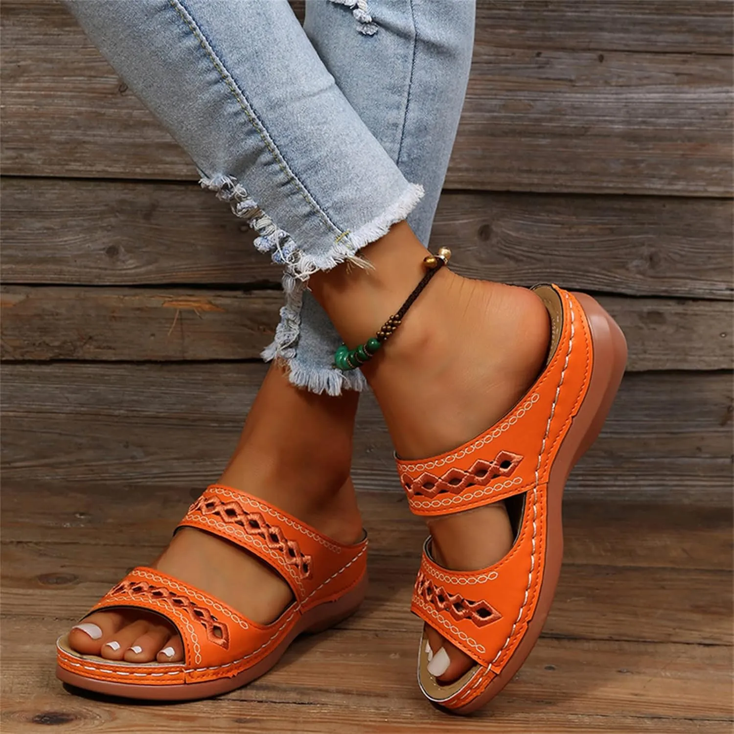 Sandals Women Dressy Summer Flat Island Cute Casual Beach Shoes Orthopedic Slippers Comfortable Orthotic Flip Flops