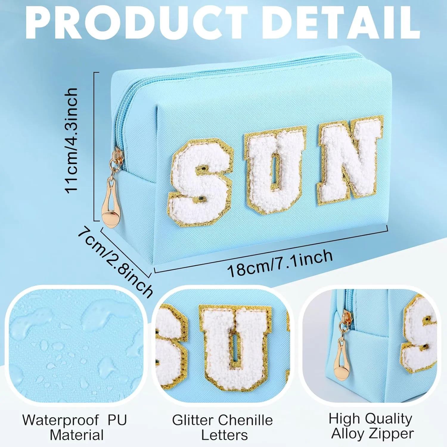 Sanwuta 4 Pcs Hair Face Skin Travel Bag Set Preppy Makeup Pouch PU Leather Skincare Bag Waterproof Cosmetic Organizer Birthday Christmas Gifts(Pink, Mint Green, Blue, Purple,Fresh Style)
