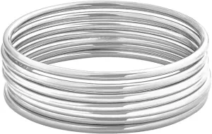 Set of 7 Bangles, Handmade 925 Sterling Silver Bangles For Women, Slender Skinny Stackable Bangles, Round Bangles By SHREE SHYAM JEWELLER (8, Silver)