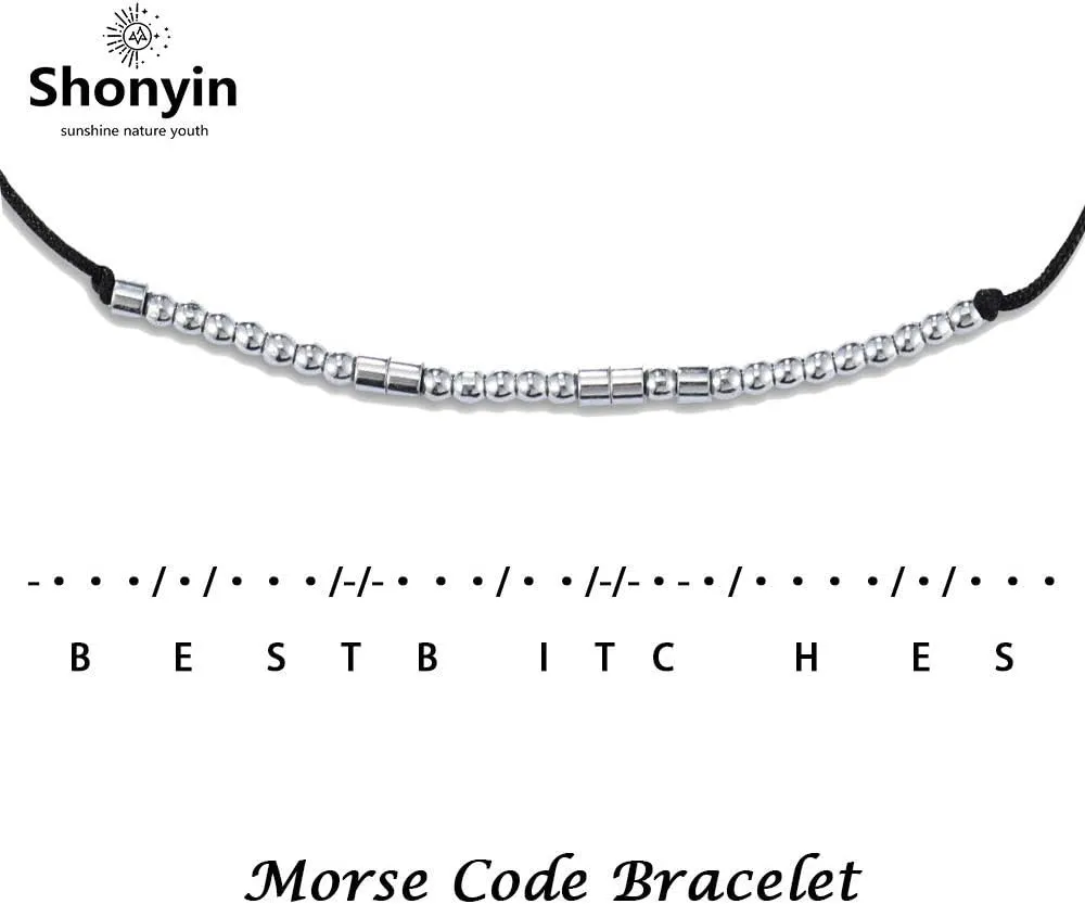 Shonyin Morse Code Bracelets for Women Men, String Bracelets, Inspirational Bracelets for Best Friend Unbiological Sister Daughter Niece Adjustable Bracelets