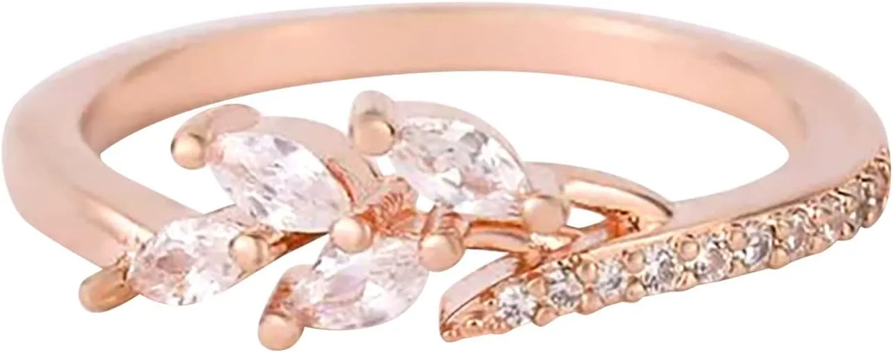 Simulated Diamond Engagement Ring,925 Sterling Silver Cubic Zirconia Wedding Bands for Her Anniversary Promise Rose Gold Ring