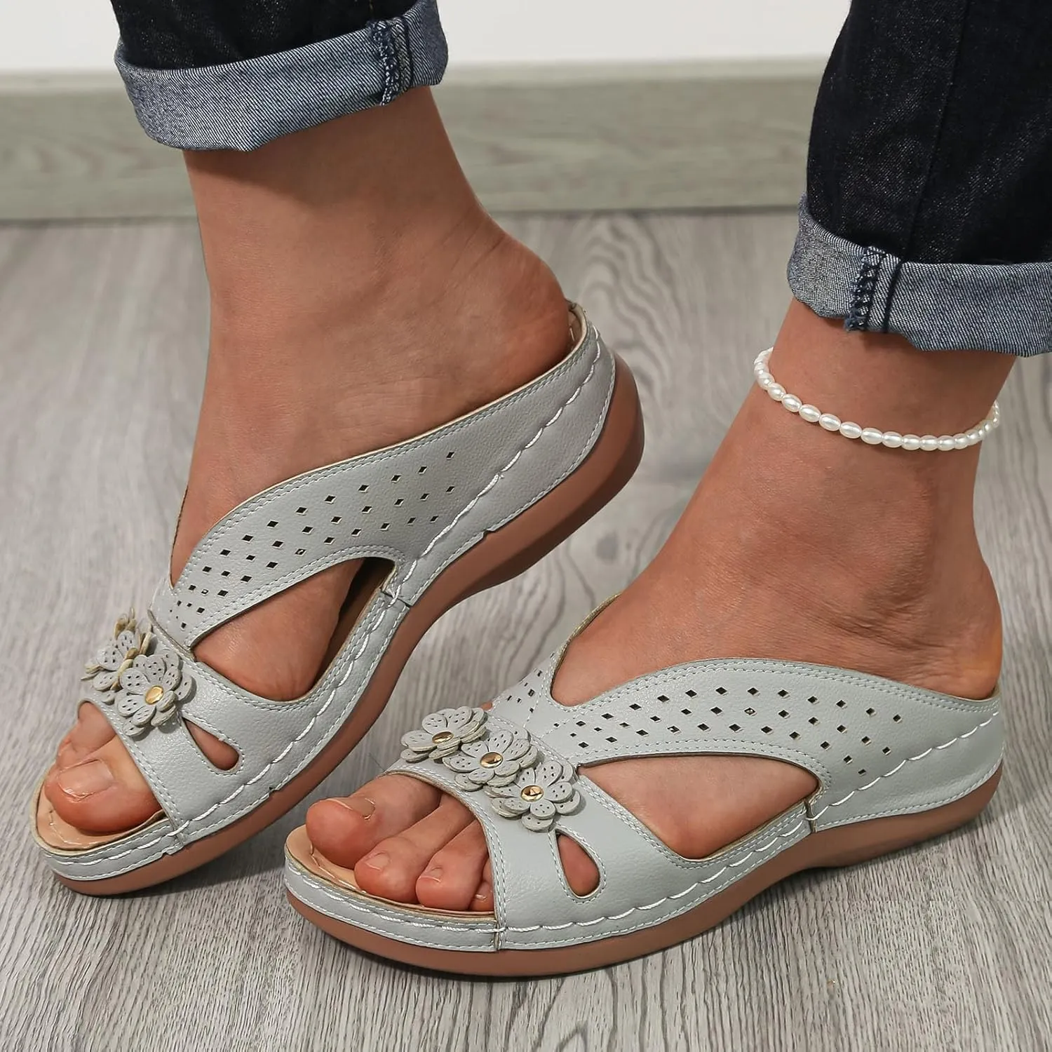 Slip On Dressy Summer Comfortable Slides Sandals Lightweight Memory Foam Platform Shoes Womens Casual Sandals
