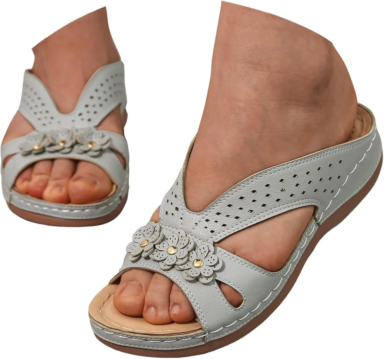 Slip On Dressy Summer Comfortable Slides Sandals Lightweight Memory Foam Platform Shoes Womens Casual Sandals
