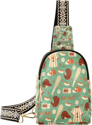 Small Sling Bag for Women Baseball Equipment Leather Fanny Pack Crossbody Bag Sports Clothes Hats Chest Bag Trendy Fashion Waist Packs for Outdoor Travel Sports Hiking