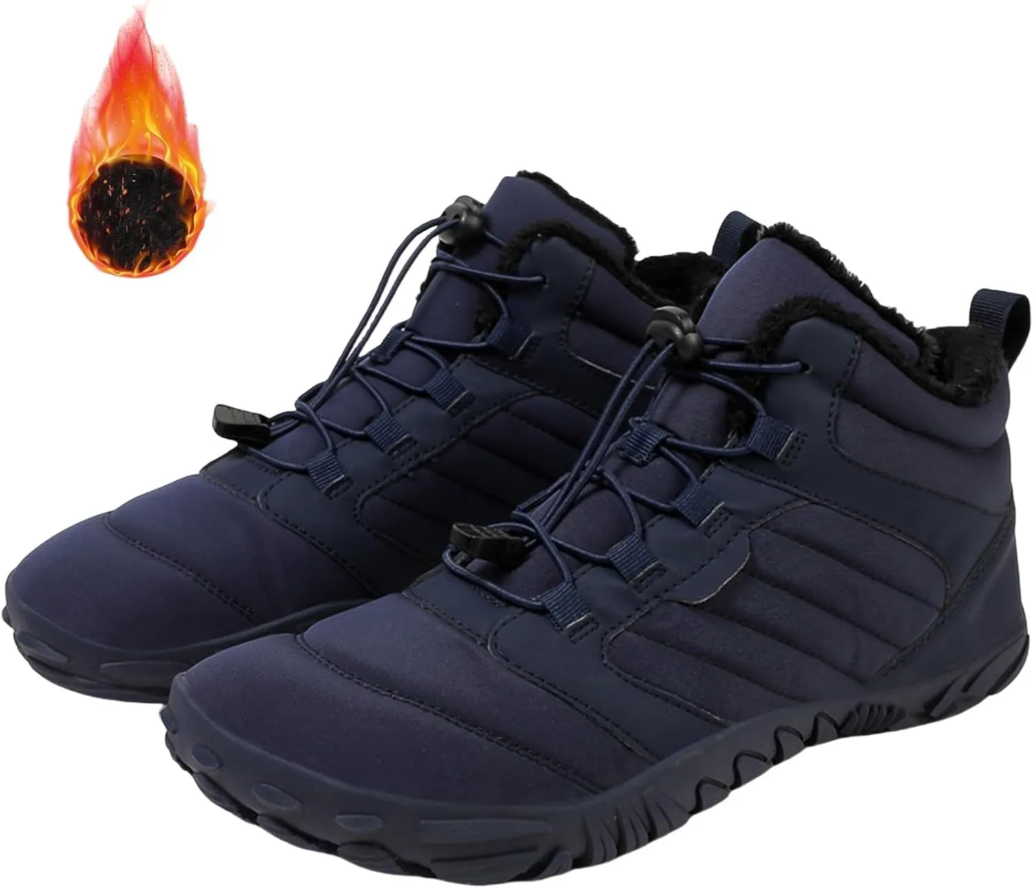 Snow Boots for Women Waterproof Comfortable Hiking Shoes Non Slip Wide Toe Box Sneakers Zero Drop Running Shoes Barefoot Boot Winter Snow Booties Faux Leather Fur Warm Boots Outdoor Running Shoe