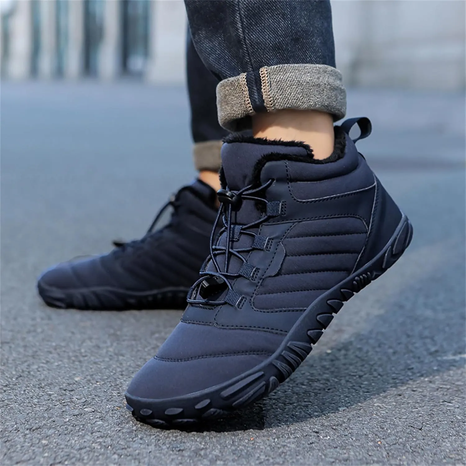 Snow Boots for Women Waterproof Comfortable Hiking Shoes Non Slip Wide Toe Box Sneakers Zero Drop Running Shoes Barefoot Boot Winter Snow Booties Faux Leather Fur Warm Boots Outdoor Running Shoe