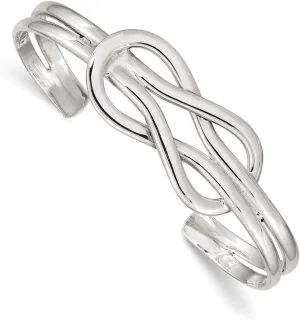 Solid 925 Sterling Silver Knot Design Cuff Bangle Bracelet 5/16 (Width = 8mm)