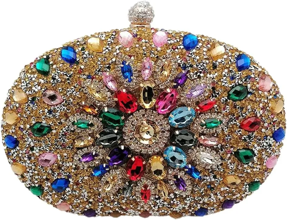 Solyinne Evening Bags for Women Luxury Handbags Bride Wallet Glitter Multicolor Rhinestone Bags Weddings Formal Prom Party