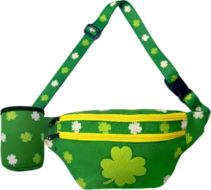 St Patricks Day Fanny Packs with Drink Holder Green Belt Bag Waist Bag St Patricks Day Accessories for Women Men