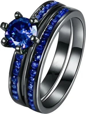 Stackable Knuckle Ring Set Stainless Steel Wedding Band,Black Gold Plated Engagement Ring for Her Cubic Zirconia Inlaid Promise Ring Bridal Jewelry Sets