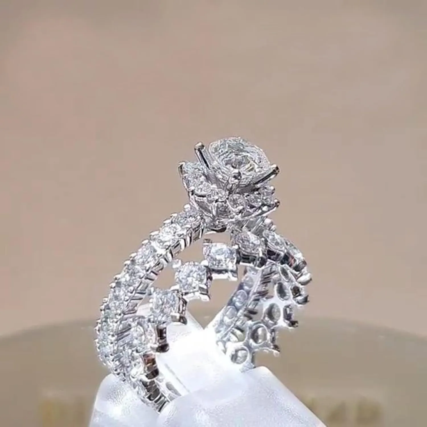 Stackable Ring Set Round Solitaire CZ Anniversary Engagement Promise Ring Wedding Band For Women Silver Jewelry