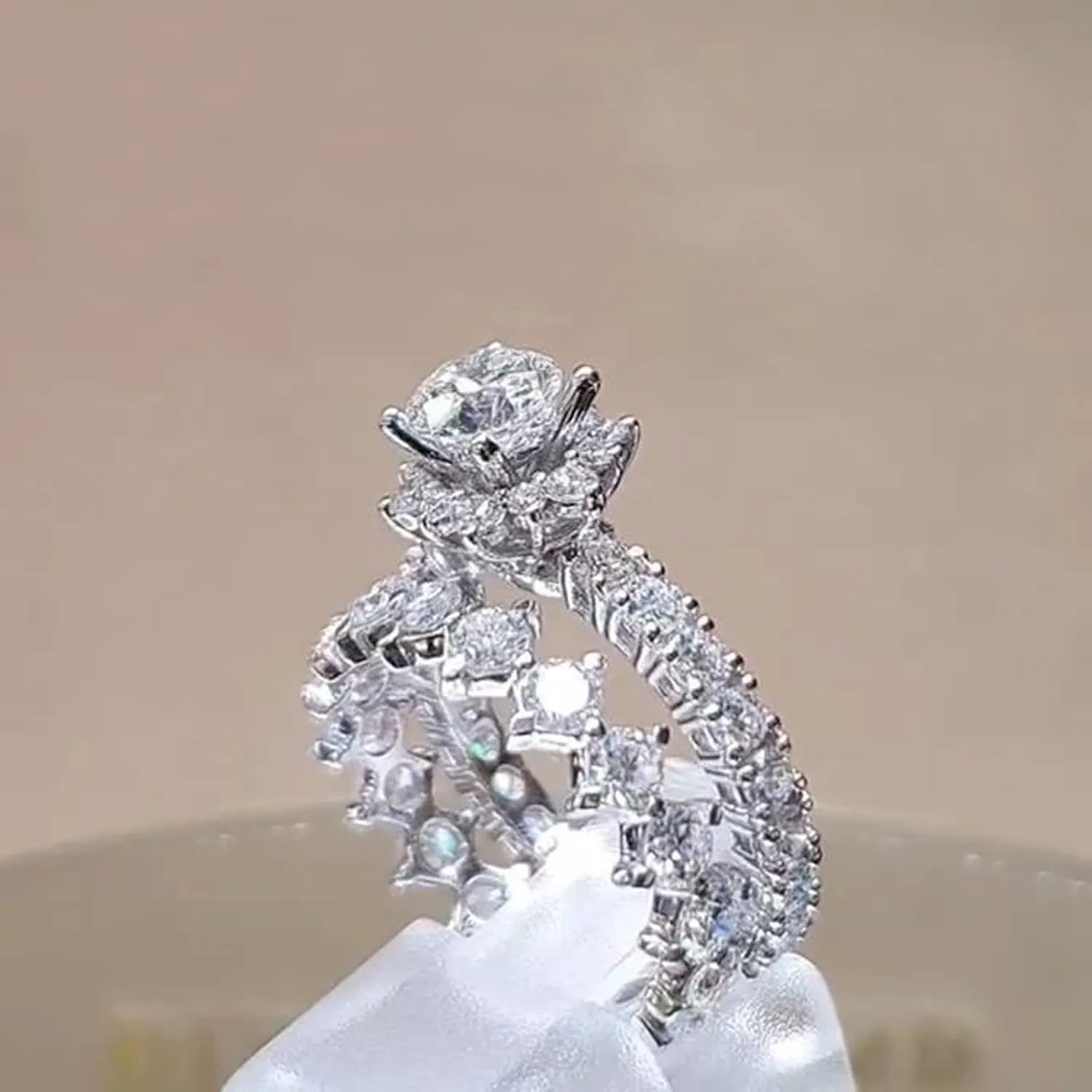 Stackable Ring Set Round Solitaire CZ Anniversary Engagement Promise Ring Wedding Band For Women Silver Jewelry