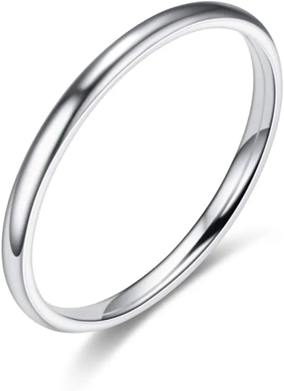 Stacking Fashion Thin Midi Rings Comfort Fit Stainless Steel Women's Stackable Plain Engagement Wedding Ring Band