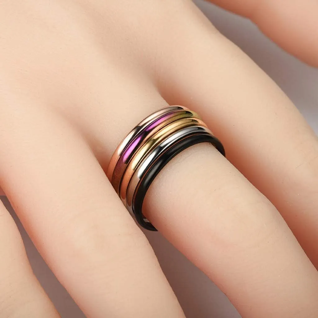 Stacking Fashion Thin Midi Rings Comfort Fit Stainless Steel Women's Stackable Plain Engagement Wedding Ring Band