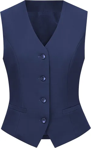 Suit Vest for Women V Neck Button Down Sleeveless Business Casual Vest Tops Waistcoat Blazer Dressy Vests