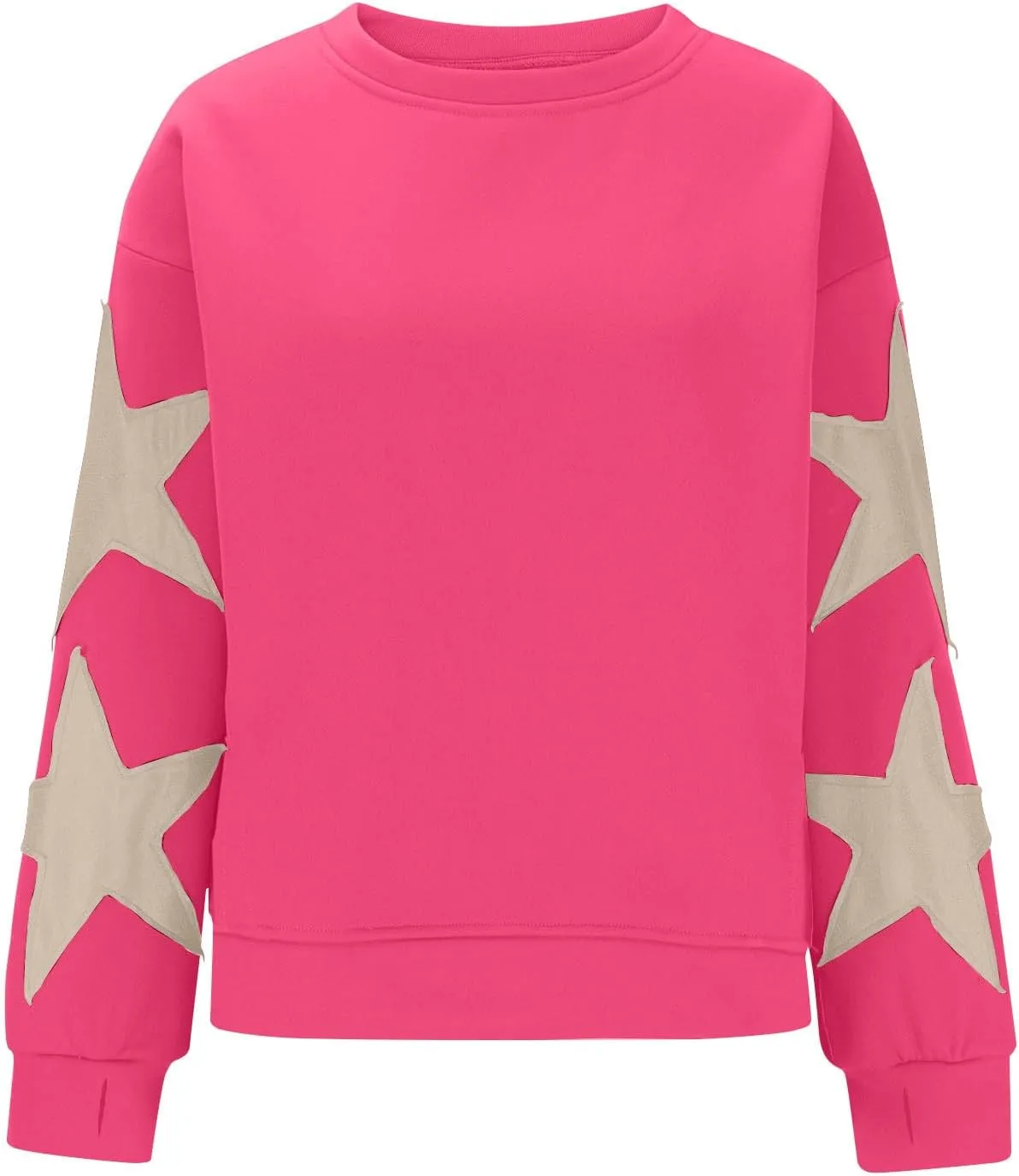 Sweatshirt for Women Fall Fashion Hoodies Oversized Crewneck Long Sleeve Sweatshirt Trendy Star Print Pullover