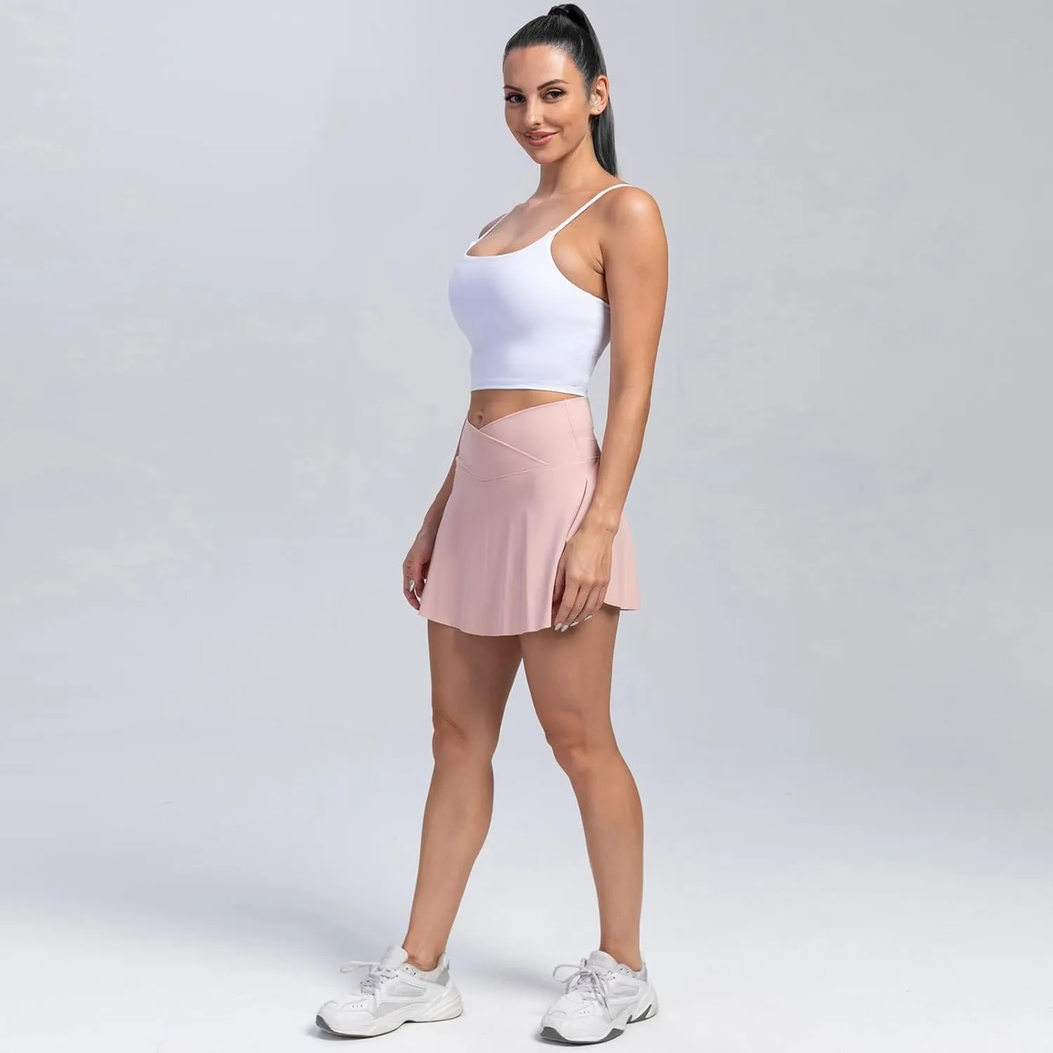 Tennis Skirts for Women with Shorts Athletic Skorts High Waisted Skater Golf Skirt Crossover Yoga Shorts Pickleball Outfits