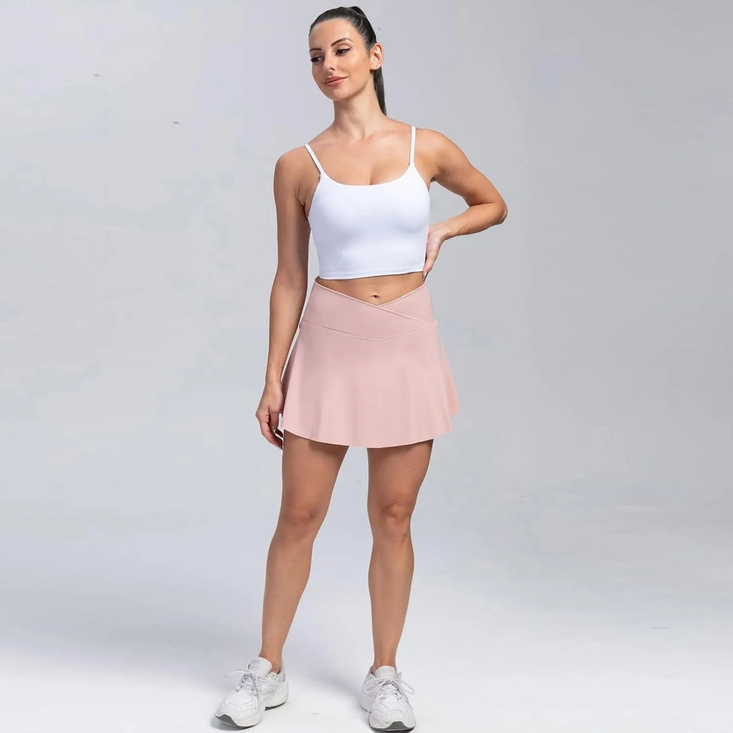 Tennis Skirts for Women with Shorts Athletic Skorts High Waisted Skater Golf Skirt Crossover Yoga Shorts Pickleball Outfits