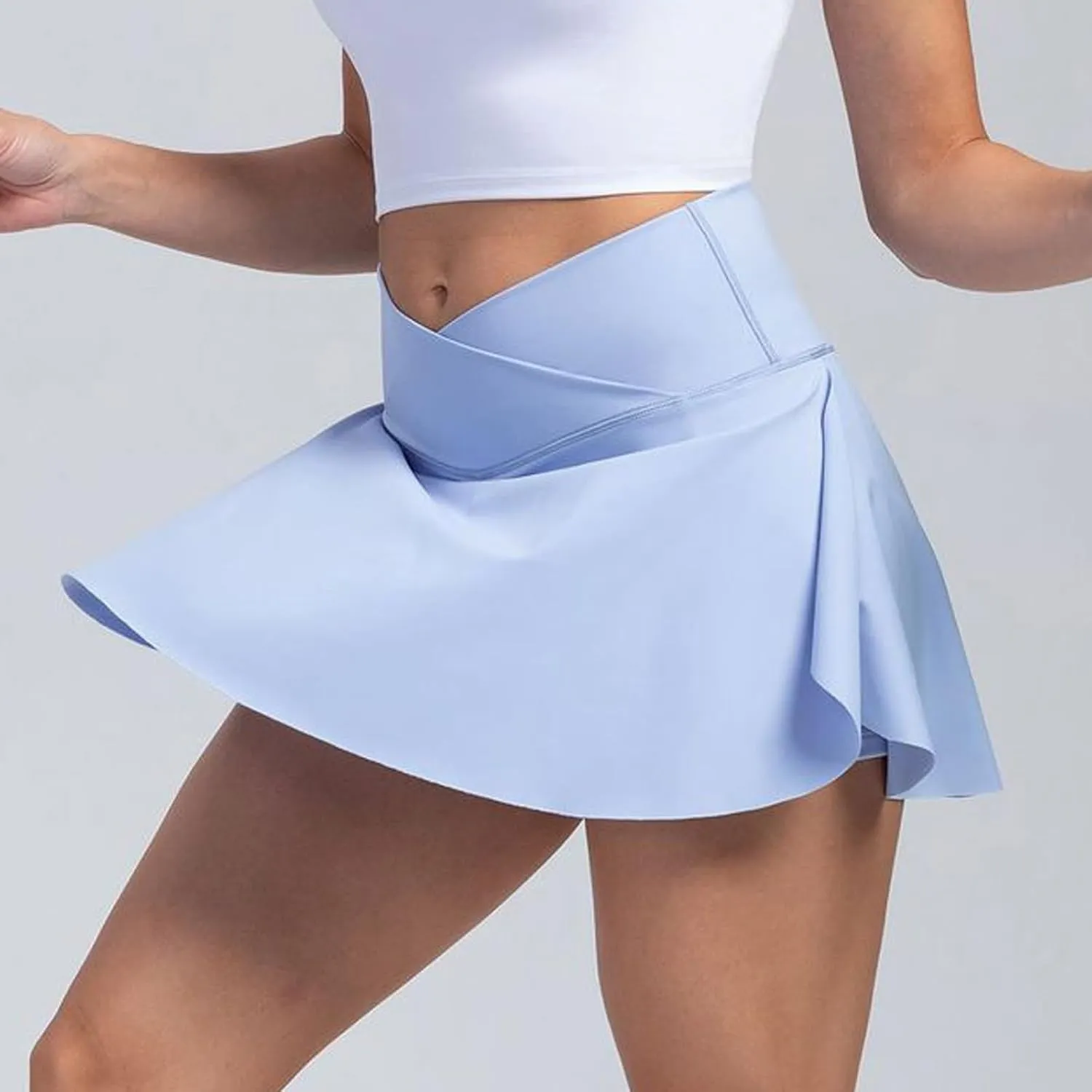 Tennis Skirts for Women with Shorts Summer Built-in Shorts Crossover Tennis Golf Workout Skirts Short with Pockets