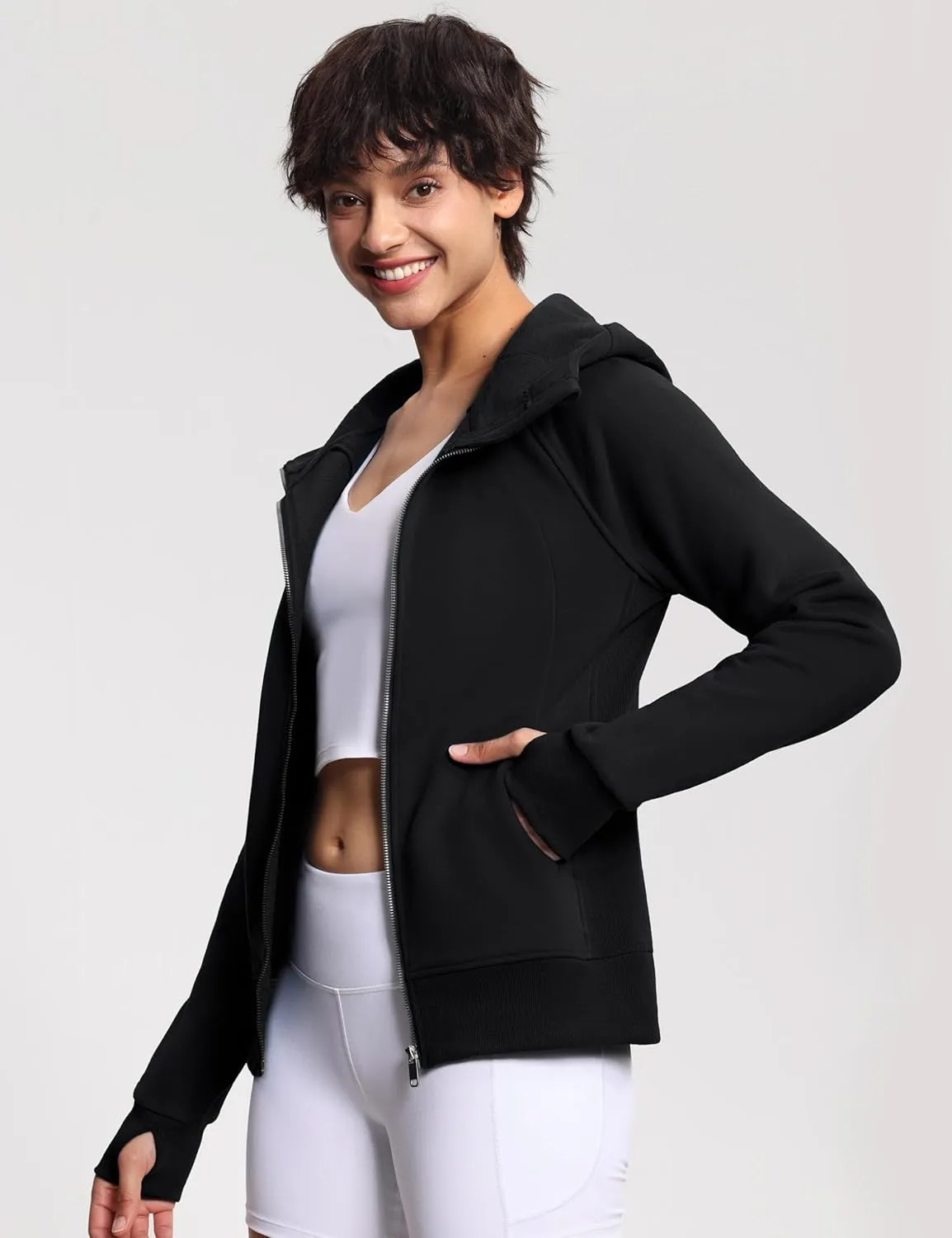 THE GYM PEOPLE Women's Zip Up Hoodies Fleece Workout Jackets Sweatshirts with Pockets Thumb Hole