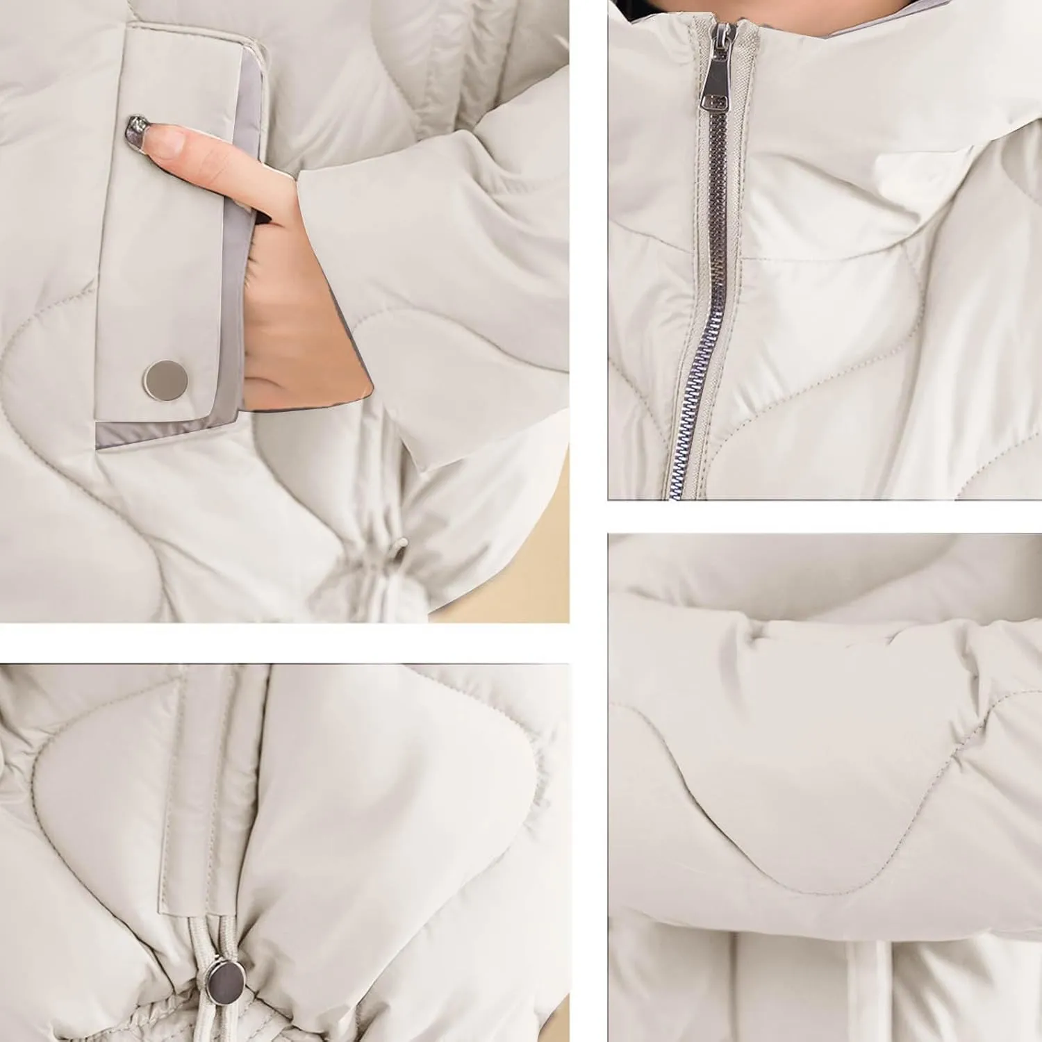 Thicken Winter Coats For Women Baggy Zip Up Cropped Quilted Jackets Soft Lightweight Long Sleeve Down Coats With Hood