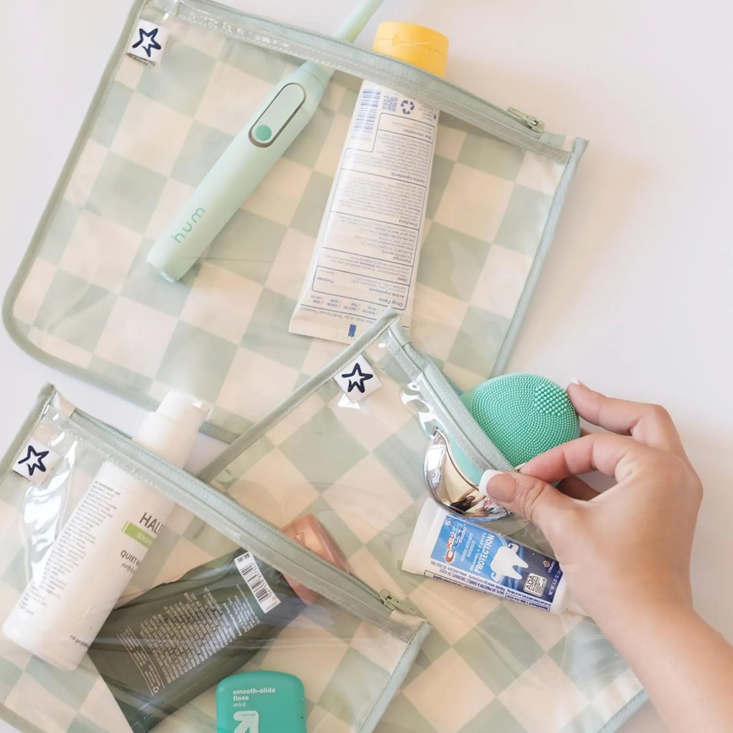 Tiny Twinkle Mess-proof Travel Bags, Airline Compliant, Zipper Closure, Clear Front Pouch, Diaper Bag Packing, Toiletry or Cosmetics Organizer