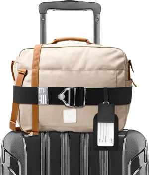 Travel Belt for Luggage,Adjustable 2-in-1 Elastic Luggage Belt Bag Bun-gee Travel Essential Accessories,Luggage Straps for Suitcases Add A Bag,Hands-Free for Airport,Trip
