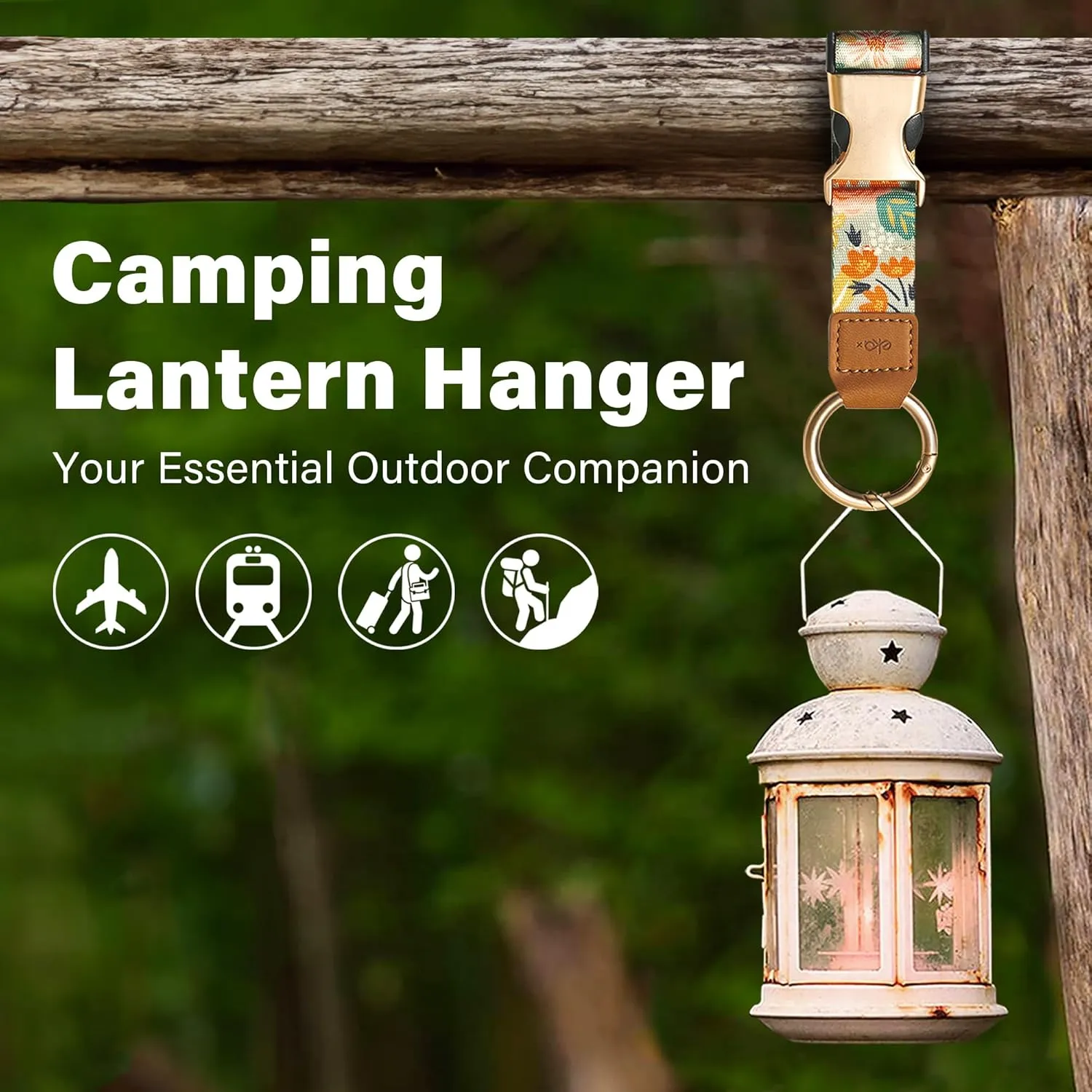 Travel Carry Strap with Ring Hooks, Buckle, Add-a-Bag Luggage Strap, Adjustable Bag Holder, Travel Clip for Carry-on Bags