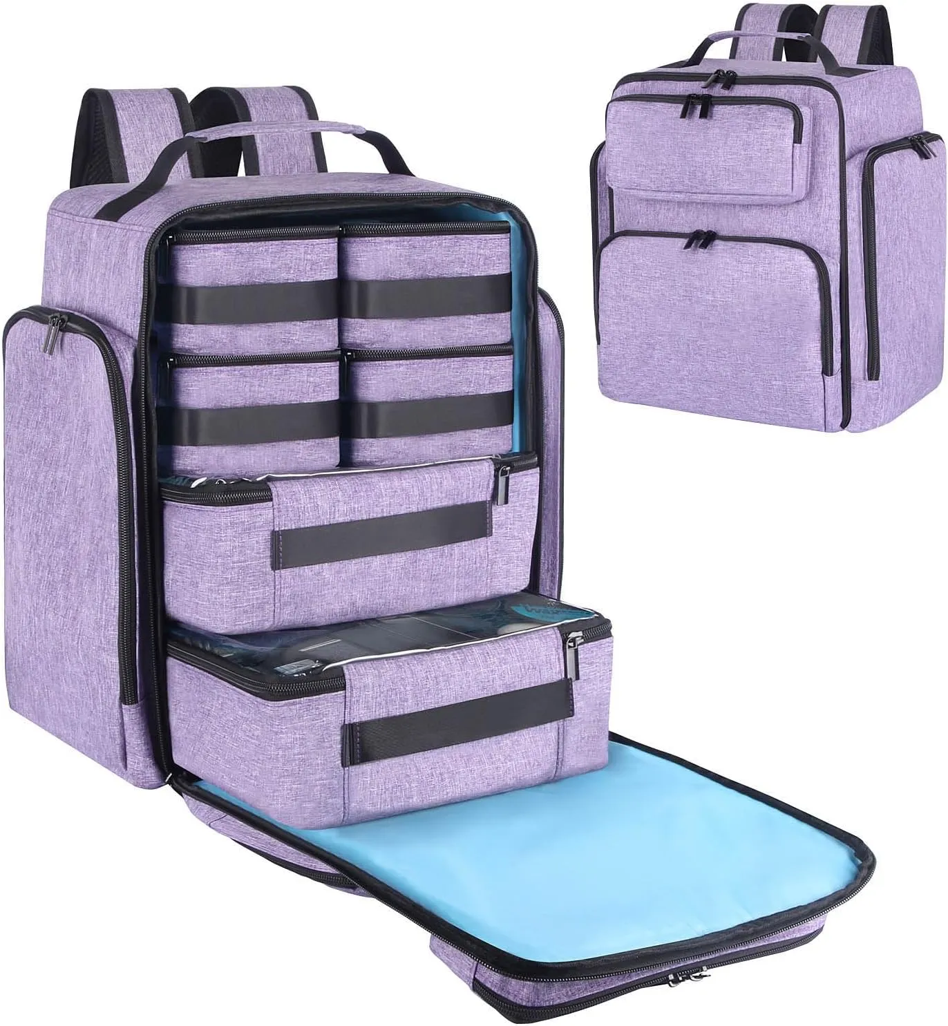 Travel Makeup Organizer Backpack with 6 Removable Cases,Extra Large Cosmetic Storage Bag for Women and Professional Make up Artist (Purple)