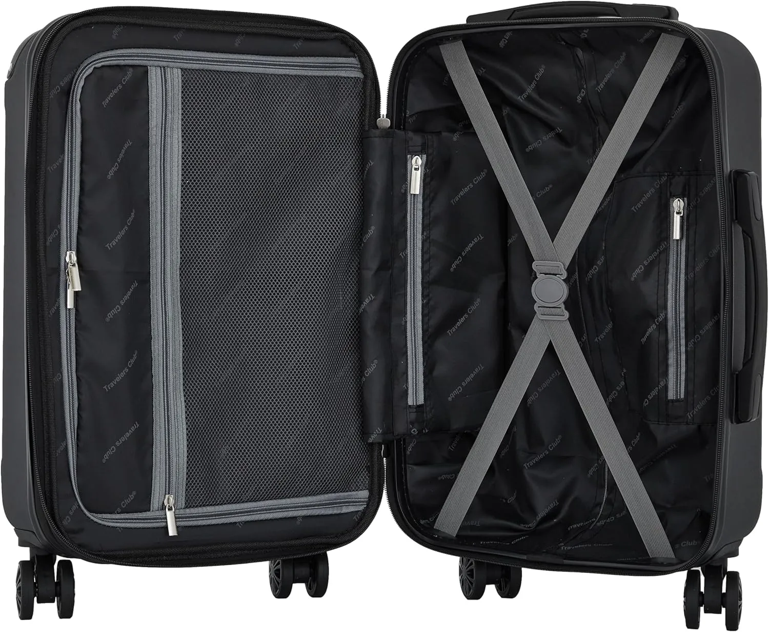 Travelers Club Chicago Plus Hardside Luggage, Black, 20" Carry-On