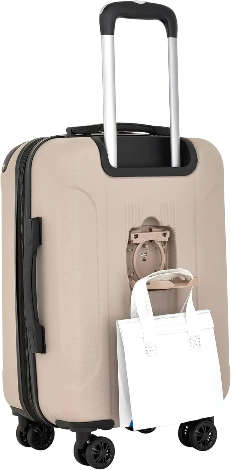 Travelers Club Chicago Plus Hardside Luggage, Mushroom, 20" Carry-On