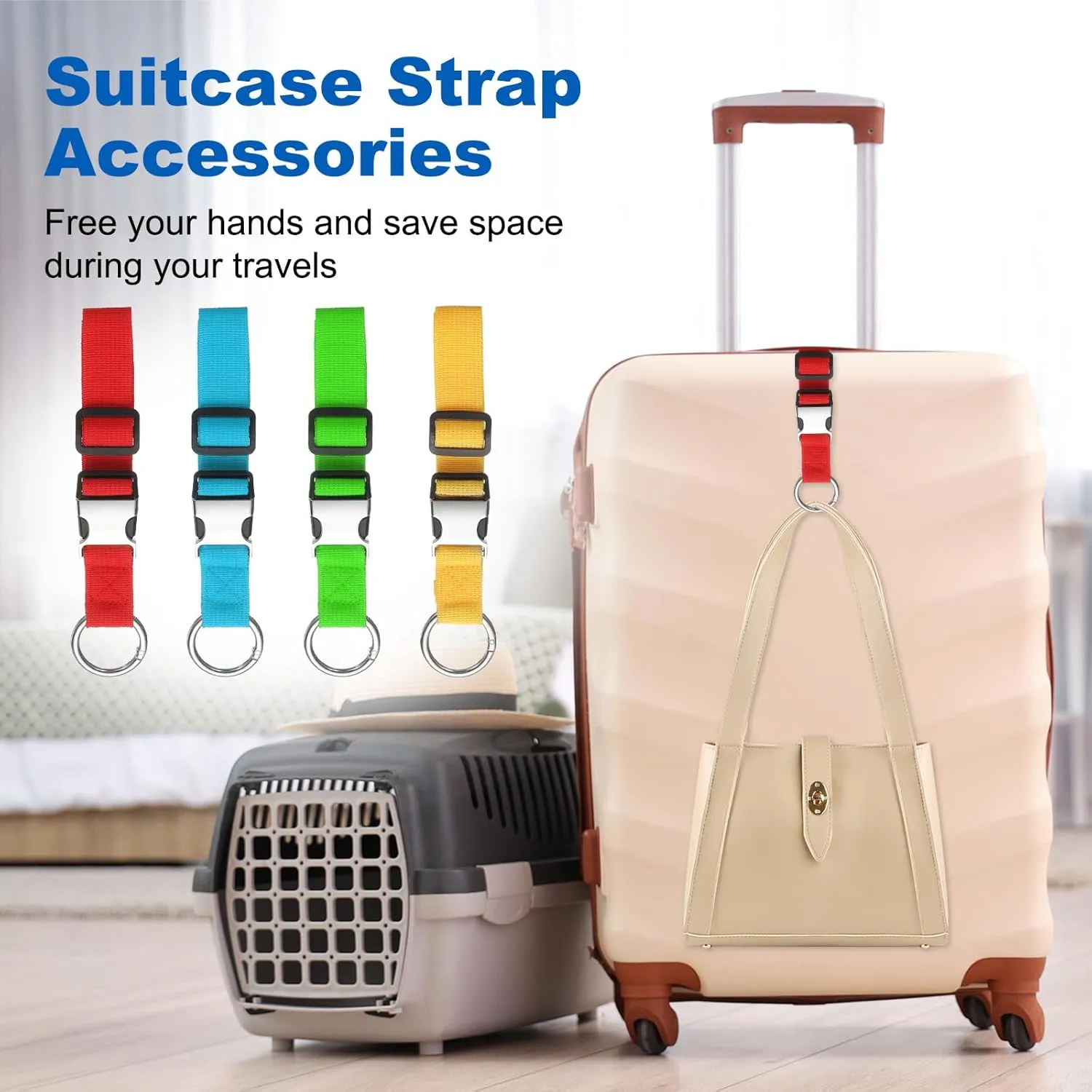 uxcell Add A Bag Luggage Straps Adjustable Luggage Connector Strap with Spring O-Ring and Metal Buckle Suitcase Accessories for Connecting Backpack, Red