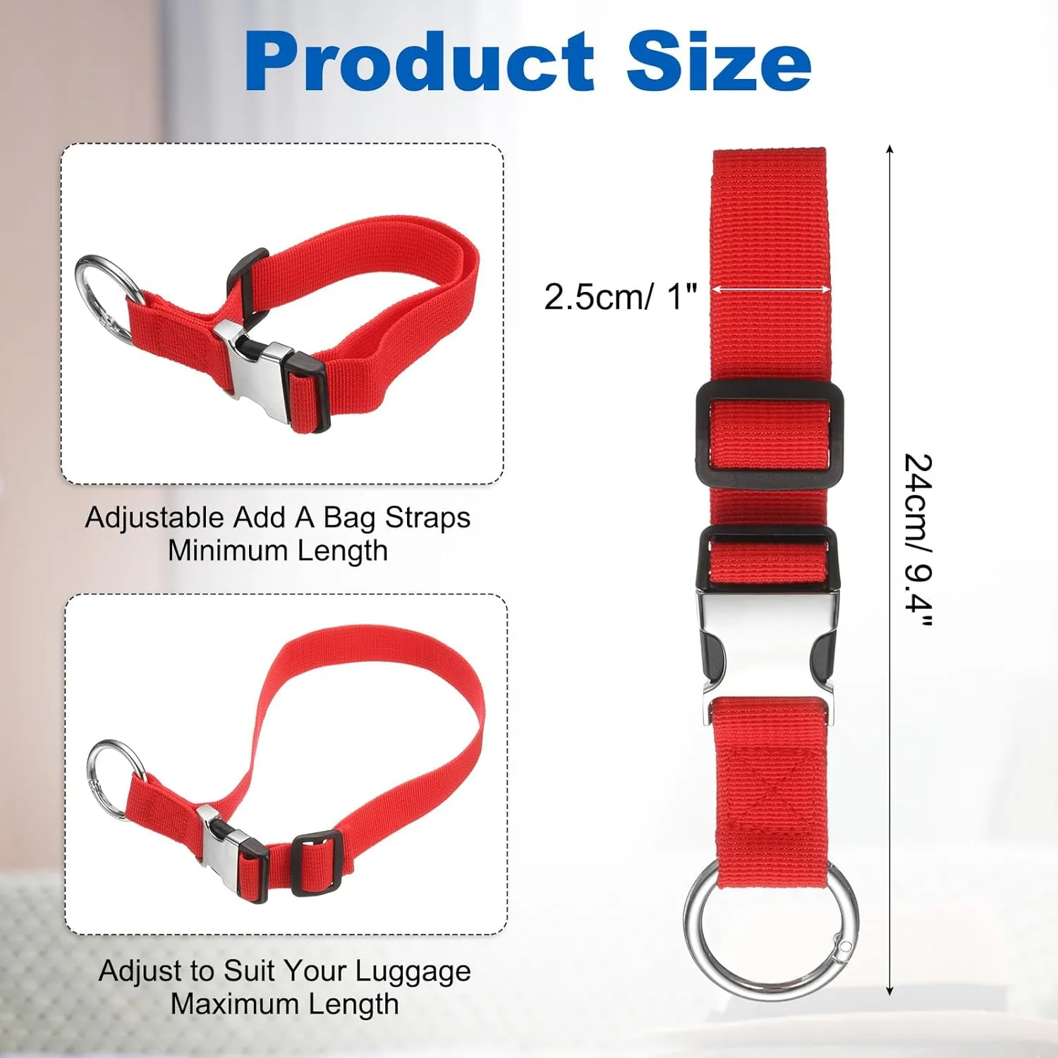 uxcell Add A Bag Luggage Straps Adjustable Luggage Connector Strap with Spring O-Ring and Metal Buckle Suitcase Accessories for Connecting Backpack, Red