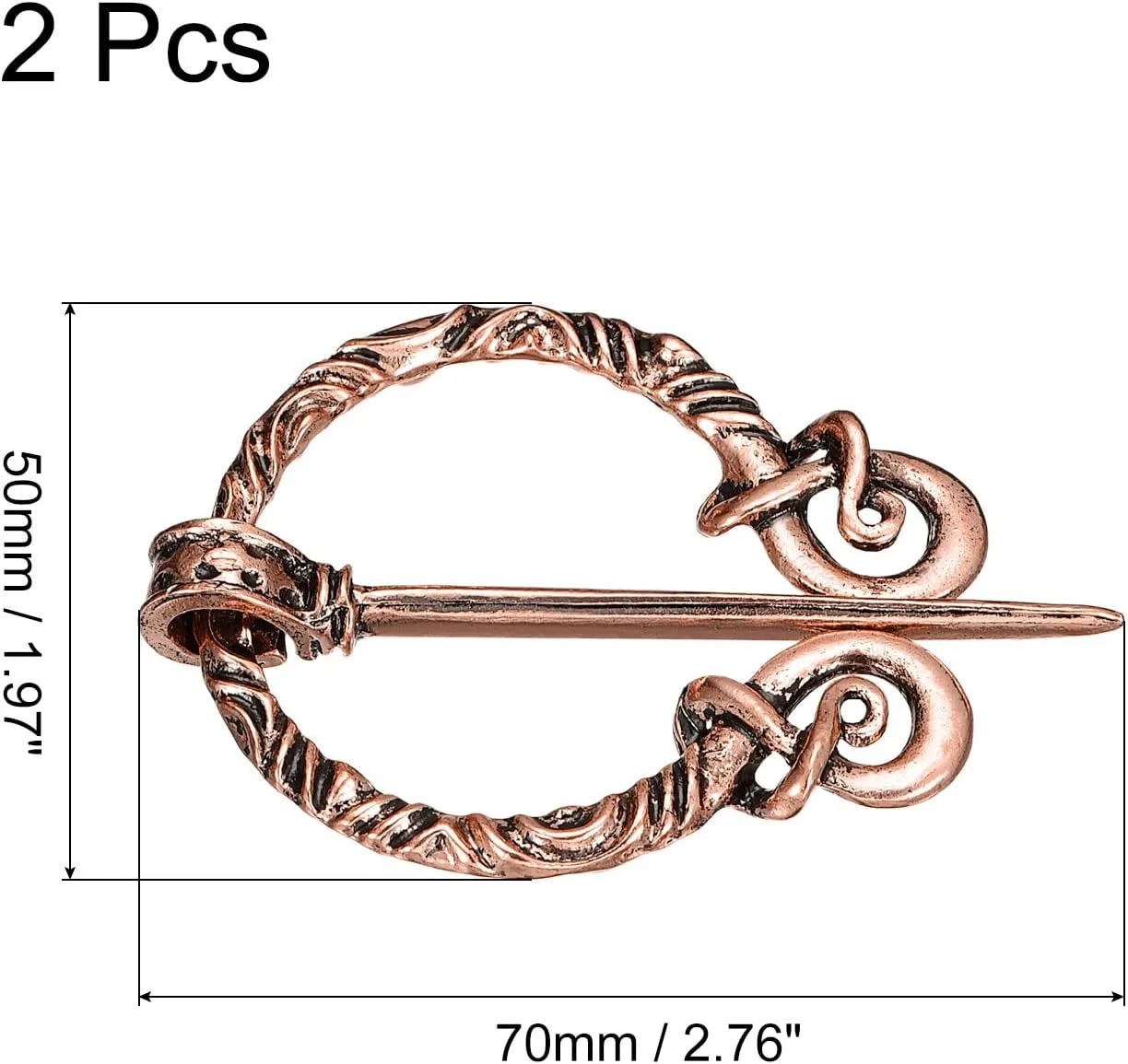 uxcell Vintage Brooch Cloak Pin, Penannular Brooch Cloak Clasp Scarf Shawl Cardigan Brooch Pin Buckle for Women Costume Accessory
