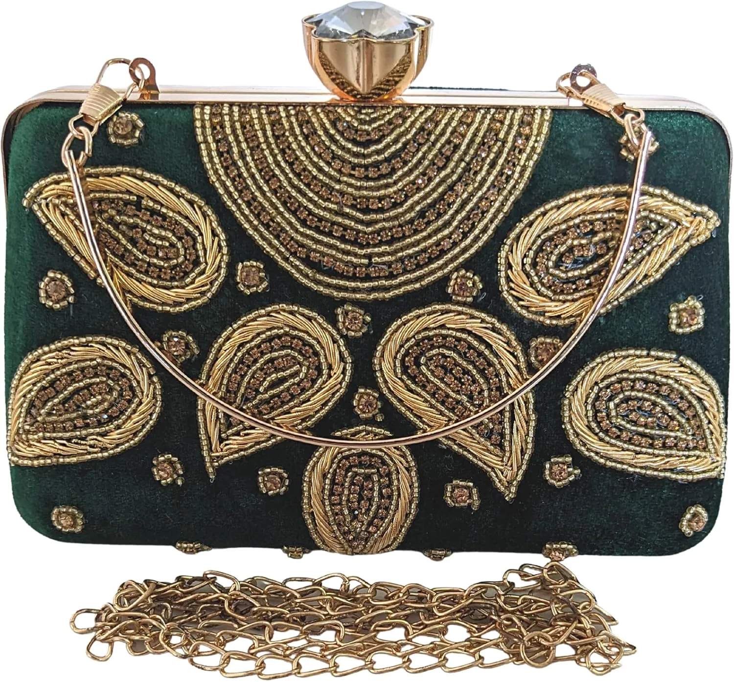 Velvet Luxury Clutch Purse for Women Crossbody Occasion Bag with Detachable Shoulder Chain