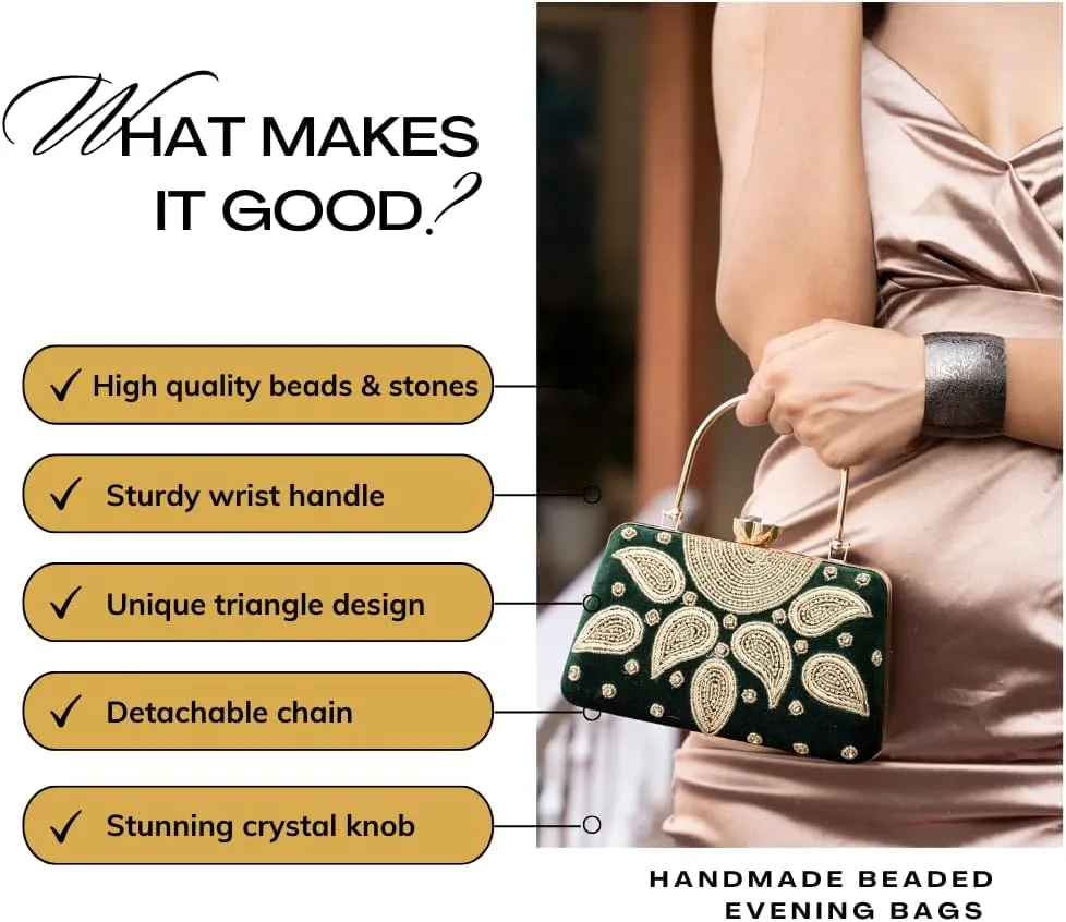 Velvet Luxury Clutch Purse for Women Crossbody Occasion Bag with Detachable Shoulder Chain