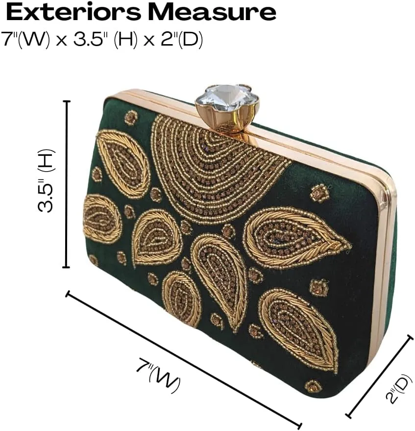 Velvet Luxury Clutch Purse for Women Crossbody Occasion Bag with Detachable Shoulder Chain