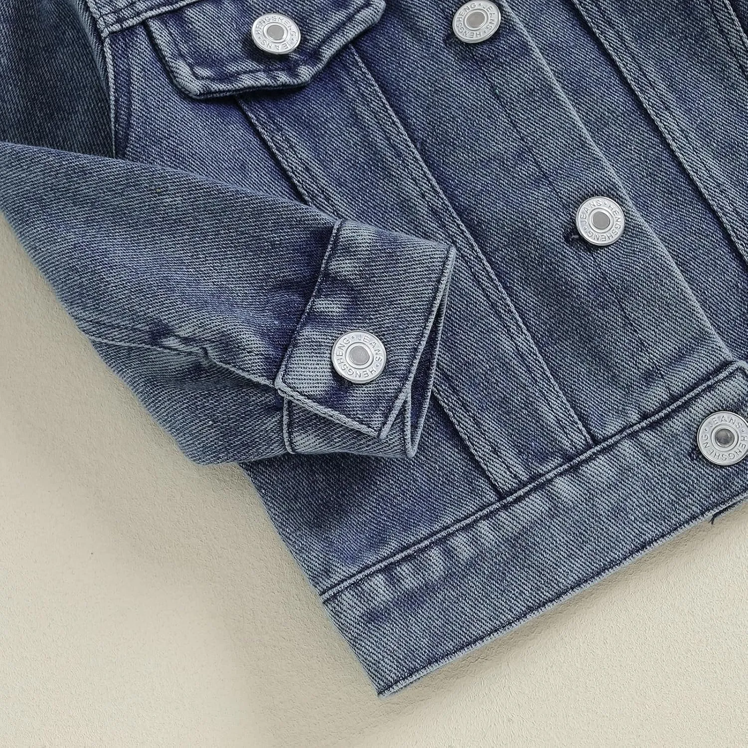 VISGOGO Toddler Baby Girl Jacket Big Lil Sister/Brother Letter Embroidery Jean Long Sleeve Cardigan Button Denim Coat