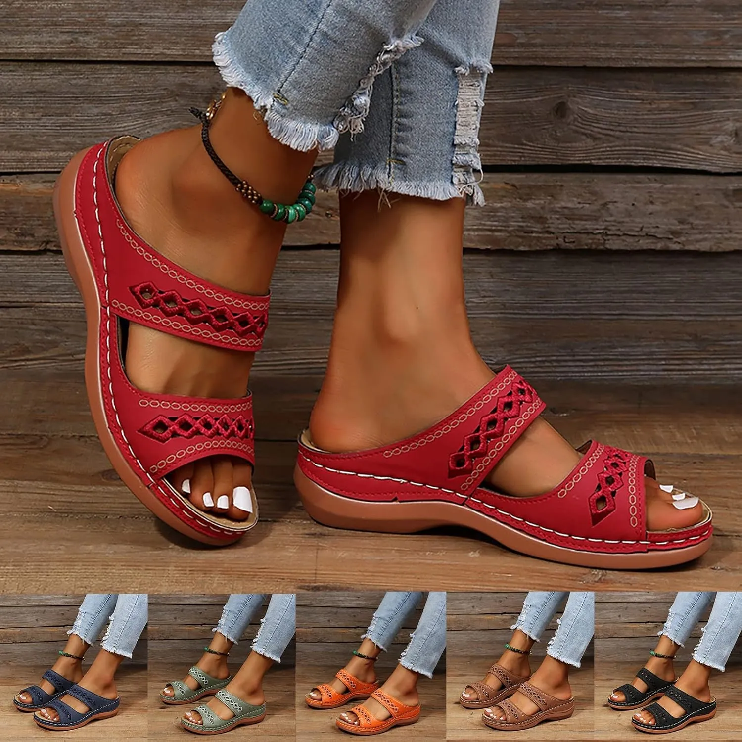 Wedge Sandals for Women,Comfortable Trendy Wedge Platform Arch Support Wide Width Flip Flops,Sandalias De Mujer Elegantes,Open Toe Platform Outdoor Flip Flops Shoes