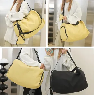 Weekender Bag  Geila Personal Item Duffel Bag with Shoes Compartment, Overnight Travel Bag, Yoga & Gym Bag (Yellow)