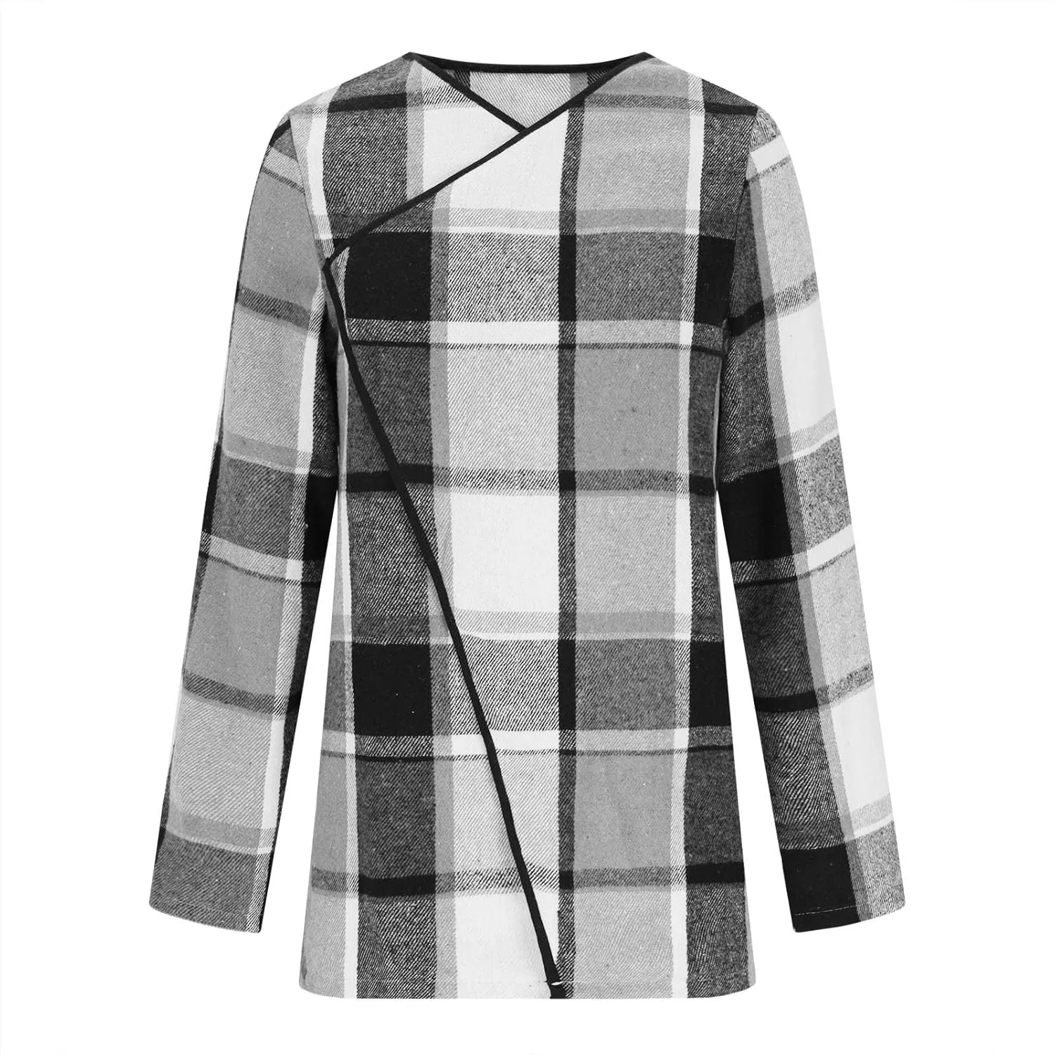 Winter Coats for Women Oversized Casual Cardigan Tops Long Sleeve Hoodless Plaid Jackets 2024 Fall Clothes