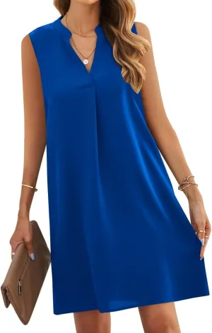 Wkior Summer Dresses for Women 2025 V Neck Sleeveless Casual Shirt Dress Shift DressesS-2XL