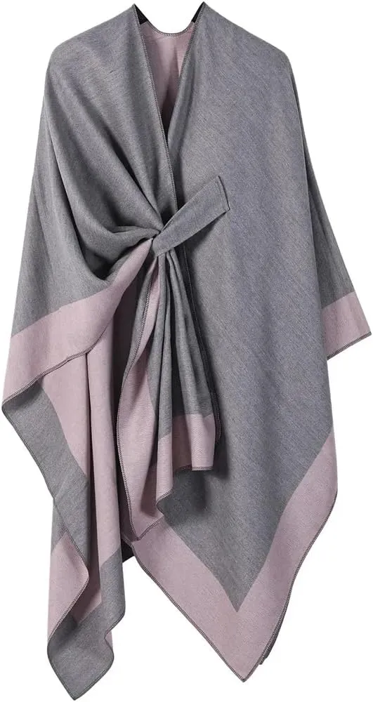 Women Cape Knitted Cardigan Irregular Capes Ponchos Solid Color Capes Coffee Cloak