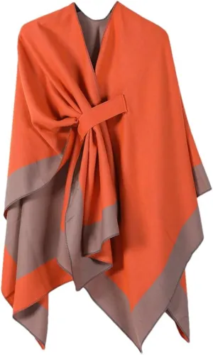 Women Cape Knitted Cardigan Irregular Capes Ponchos Solid Color Capes Coffee Cloak