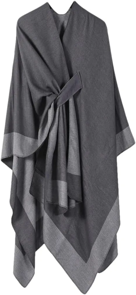 Women Cape Knitted Cardigan Irregular Capes Ponchos Solid Color Capes Coffee Cloak