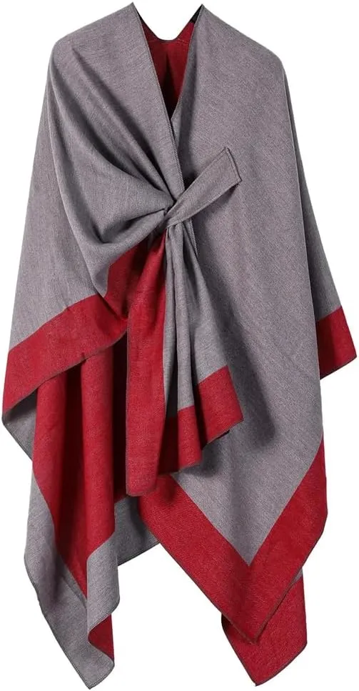 Women Cape Knitted Cardigan Irregular Capes Ponchos Solid Color Capes Coffee Cloak