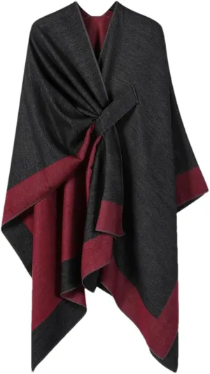 Women Cape Knitted Cardigan Irregular Capes Ponchos Solid Color Capes Coffee Cloak