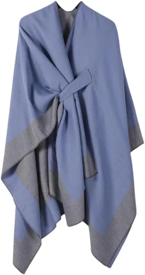 Women Cape Knitted Cardigan Irregular Capes Ponchos Solid Color Capes Coffee Cloak