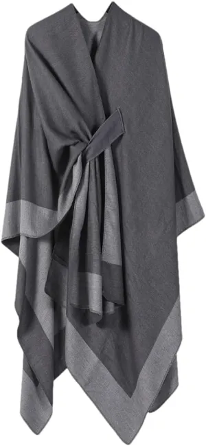 Women Cape Knitted Cardigan Irregular Capes Ponchos Solid Color Capes Coffee Cloak
